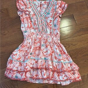 Floral Red and White Kids Dress